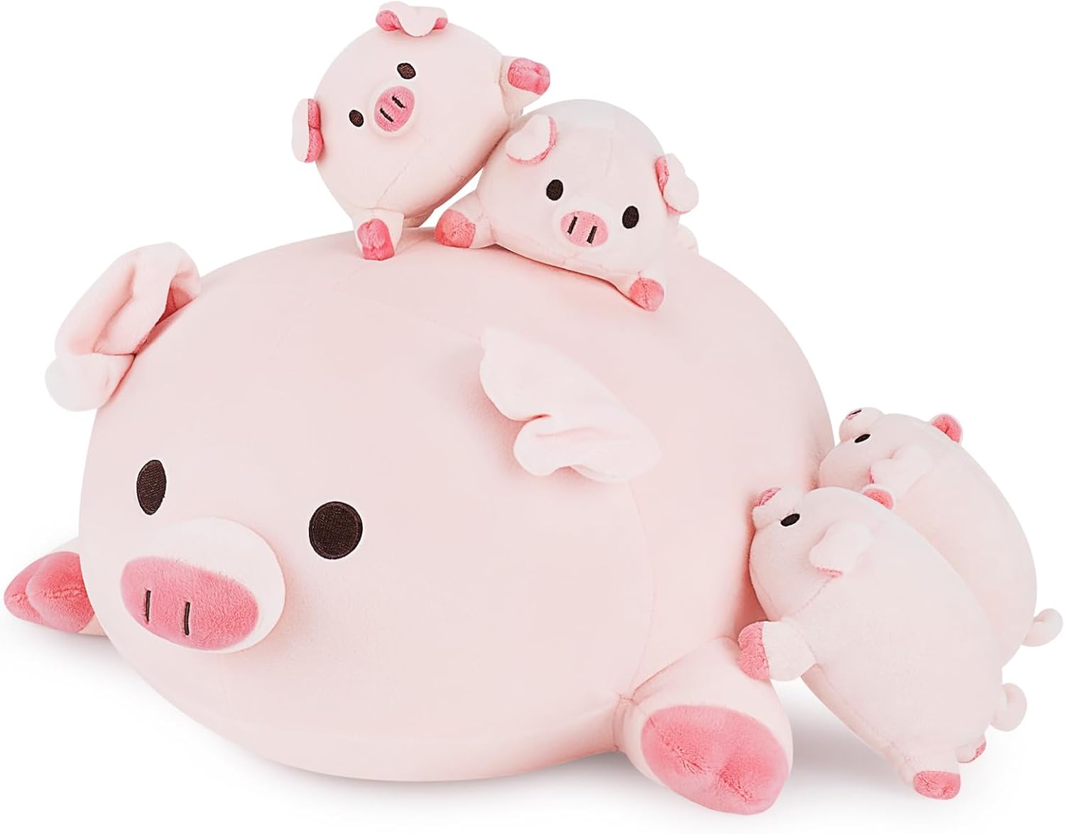Piggy family set with mother pig and 4 baby pig plush toys, cute pig pillows and cushions, birthday gift for children and adults
