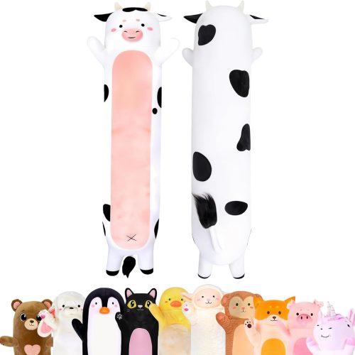Cow-print long plush pillow, long cuddle toy and soft hugging pillow for kids, great gift for boys and girls, comfortable sleep-aid bolster
