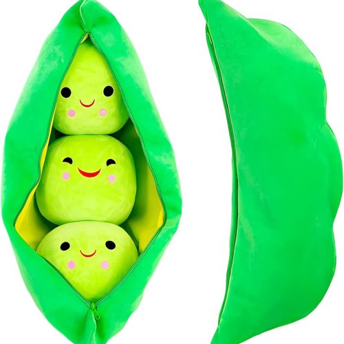 Giant pea pod plush toy and body pillow, cute pea design available in multiple sizes