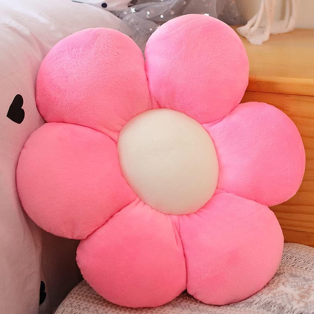 Flower-shaped plush throw pillow and floor cushion for reading, watching TV, or room decor