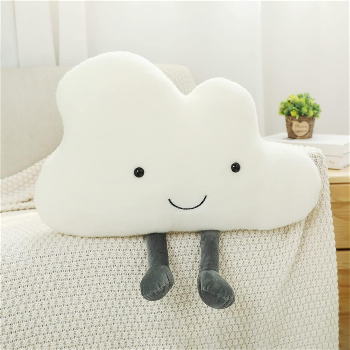 Cute cloud-shaped home plush pillow, doubles as car headrest or decorative cushion