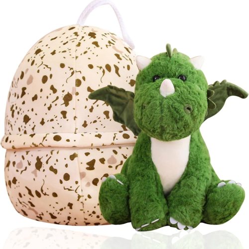 Dinosaur plush figure toy with big dinosaur egg, soft stuffed animal doll, great gift for boys and girls.