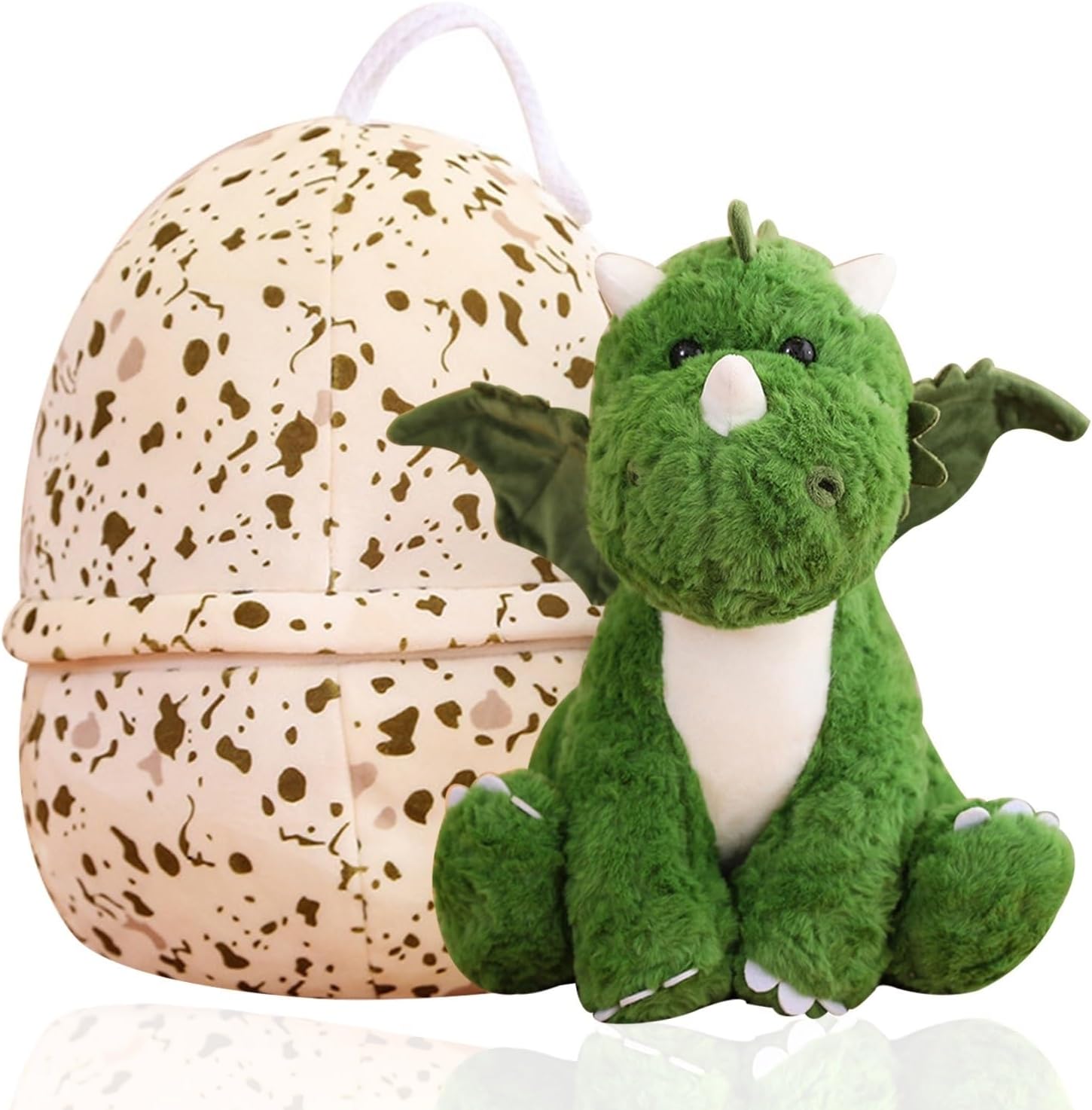 Dinosaur plush figure toy with big dinosaur egg, soft stuffed animal doll, great gift for boys and girls.