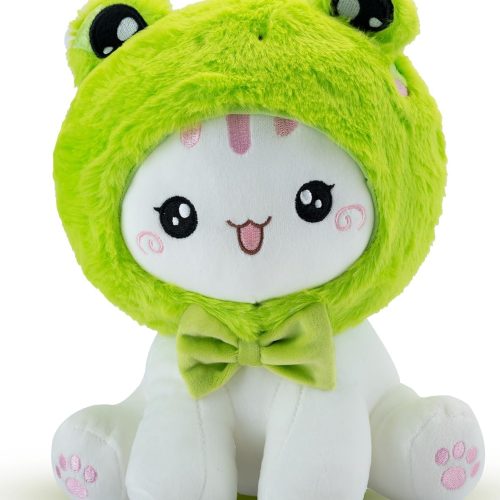 Cute animal plush pillow series including shark, frog, and strawberry cat, soft and comfortable seated plush toy suitable for all ages